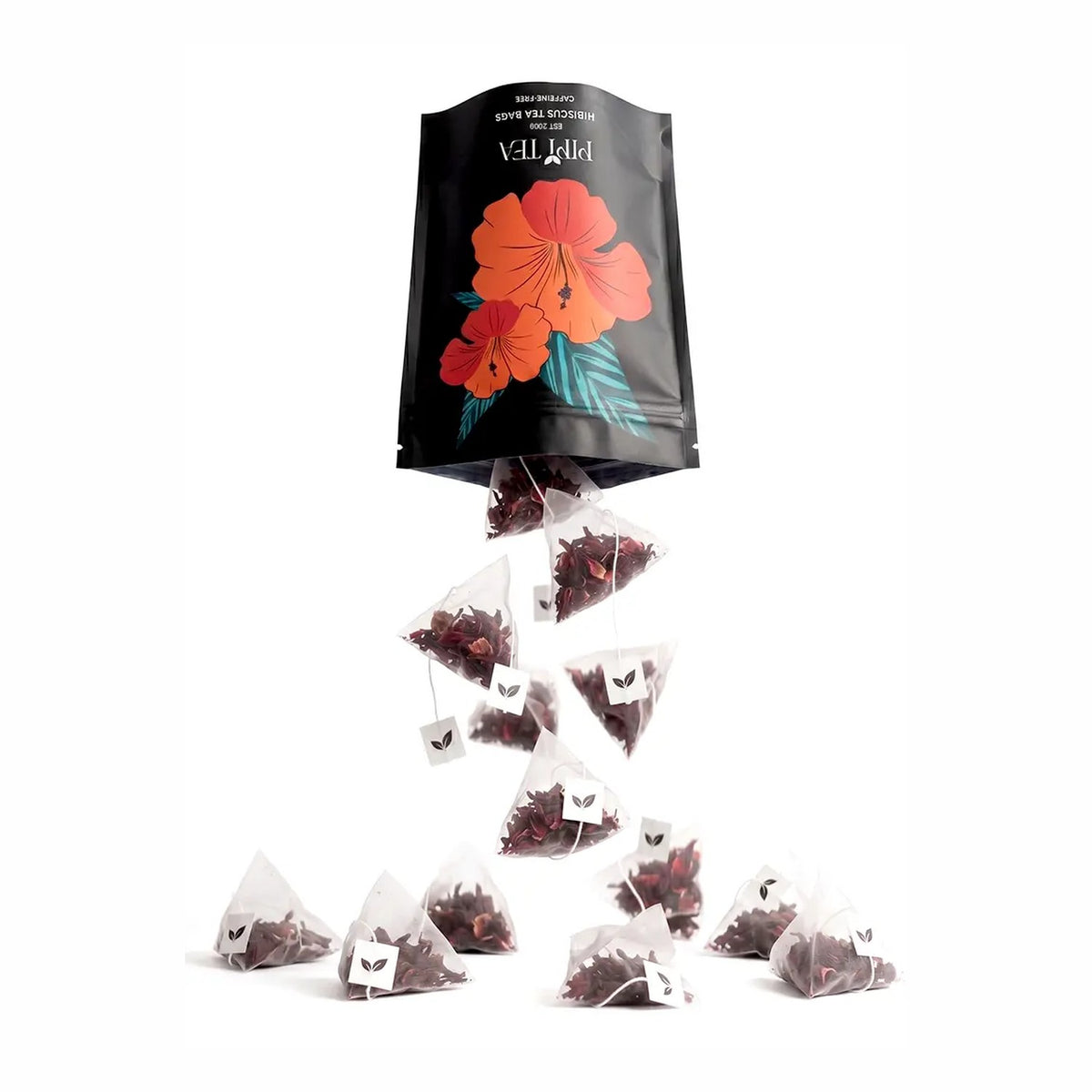 Bolsa de infusión de hibisco con sus pirámides