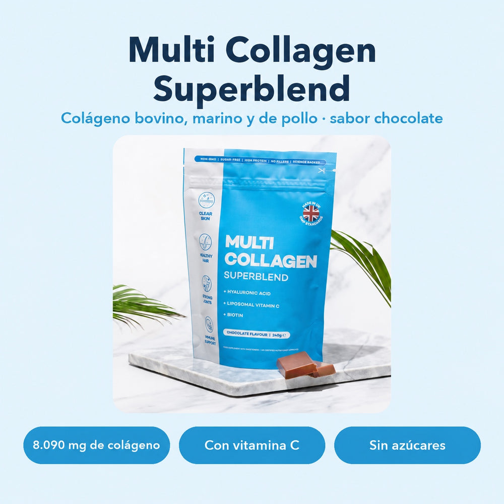 Multi Collagen Superblend: colágeno bovino, marino y de pollo, sabor chocolate