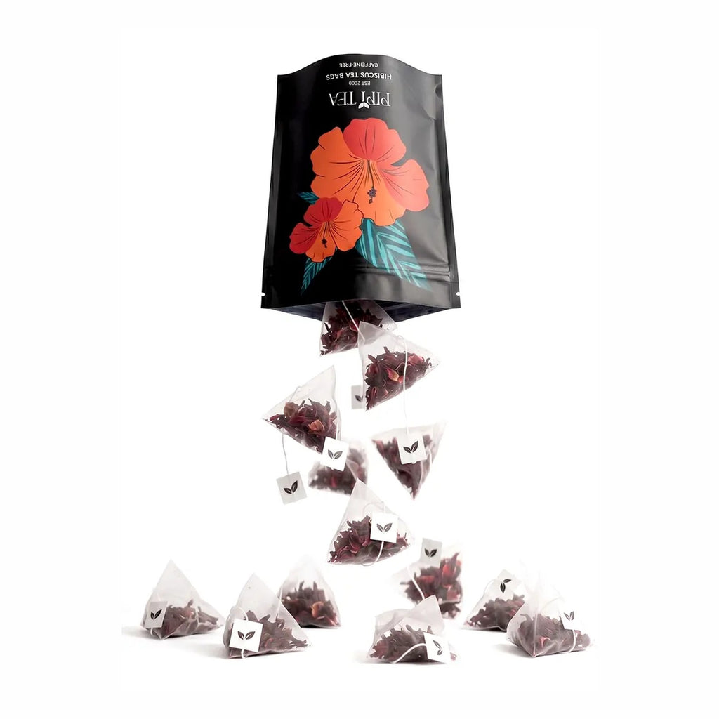 Bolsa de infusión de hibisco con sus pirámides